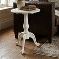 White Wooden Round Pedestal Side Table