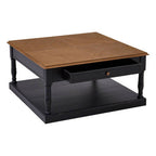 Black and Natural Wooden 1 Drawer Coffee Table