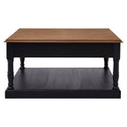 Black and Natural Wooden 1 Drawer Coffee Table