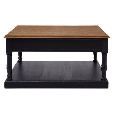 Black and Natural Wooden 1 Drawer Coffee Table
