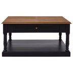 Black and Natural Wooden 1 Drawer Coffee Table
