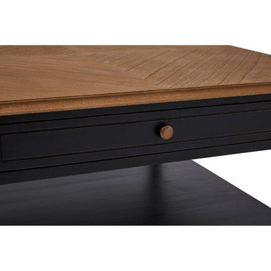 Black and Natural Wooden 1 Drawer Coffee Table
