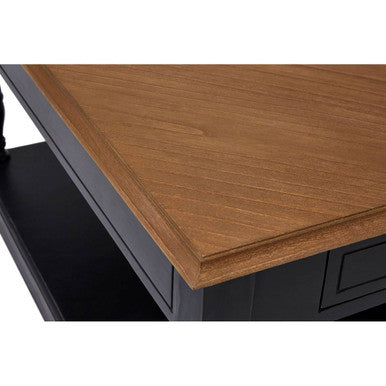 Black and Natural Wooden 1 Drawer Coffee Table
