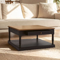 Black and Natural Wooden 1 Drawer Coffee Table