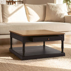 Black and Natural Wooden 1 Drawer Coffee Table