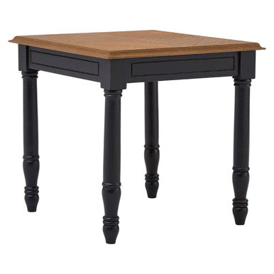 Black Side Table with Textured Bayur Wood and Carved Detail
