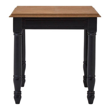 Black Side Table with Textured Bayur Wood and Carved Detail