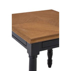 Black Side Table with Textured Bayur Wood and Carved Detail