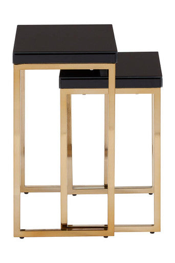 Black and Gold Finish Set of 2 Nesting Tables