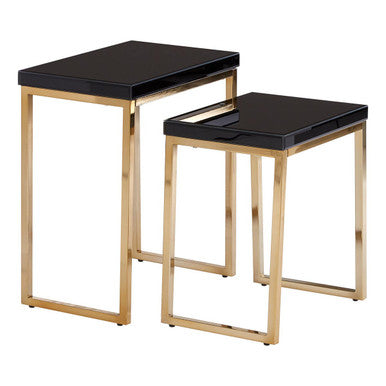 Black and Gold Finish Set of 2 Nesting Tables
