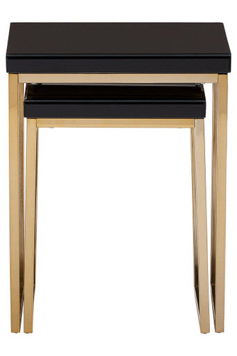 Black and Gold Finish Set of 2 Nesting Tables