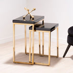 Black and Gold Finish Set of 2 Nesting Tables