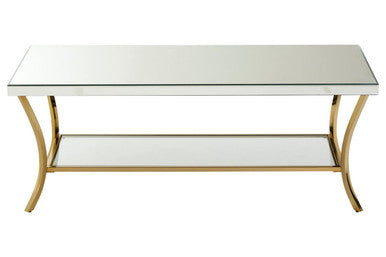 Mirrored Coffee Table with Gold Finish Legs