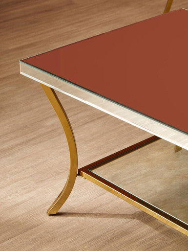 Mirrored Coffee Table with Gold Finish Legs