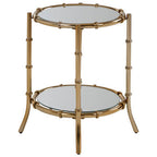 Gold Finish Bamboo Design Round Side Table