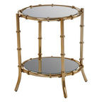 Gold Finish Bamboo Design Round Side Table