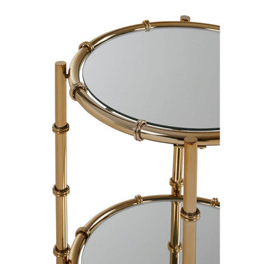 Gold Finish Bamboo Design Round Side Table