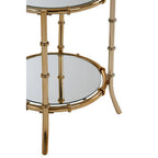 Gold Finish Bamboo Design Round Side Table