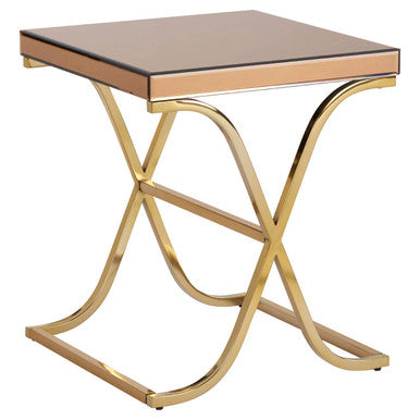 Brown Mirrored Side Table