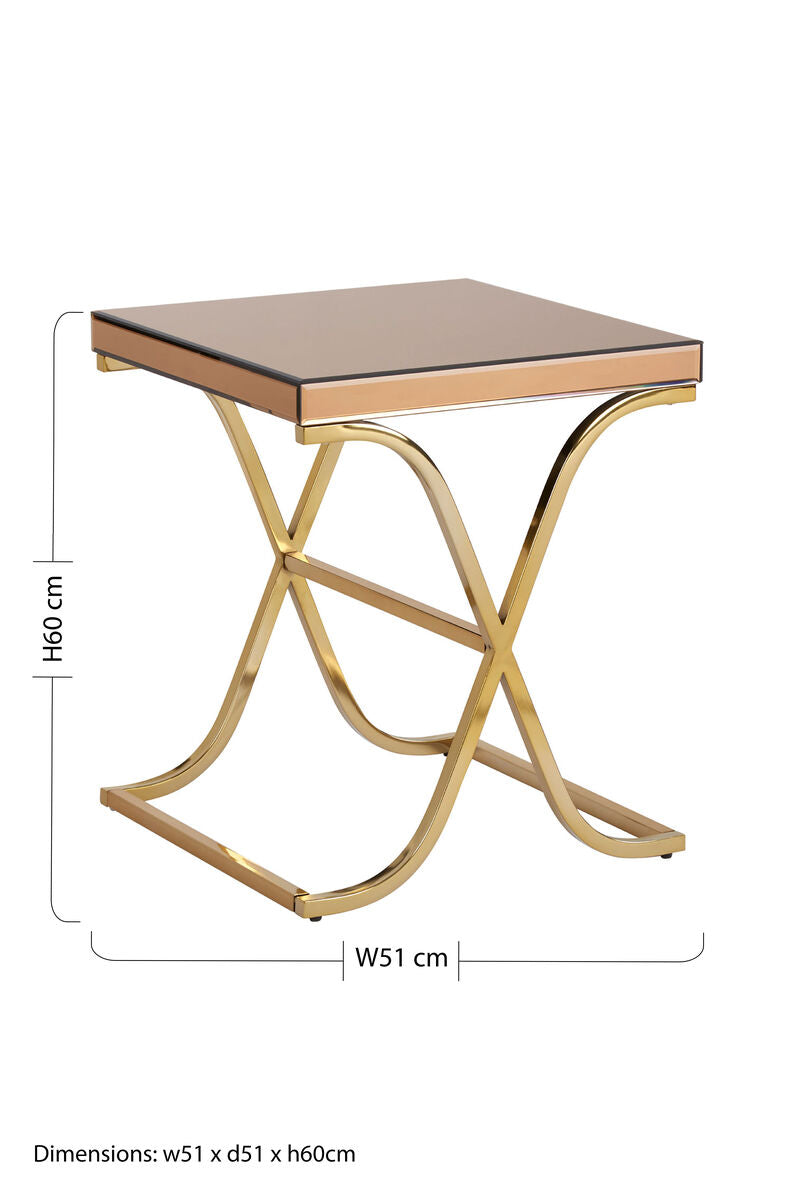 Brown Mirrored Side Table