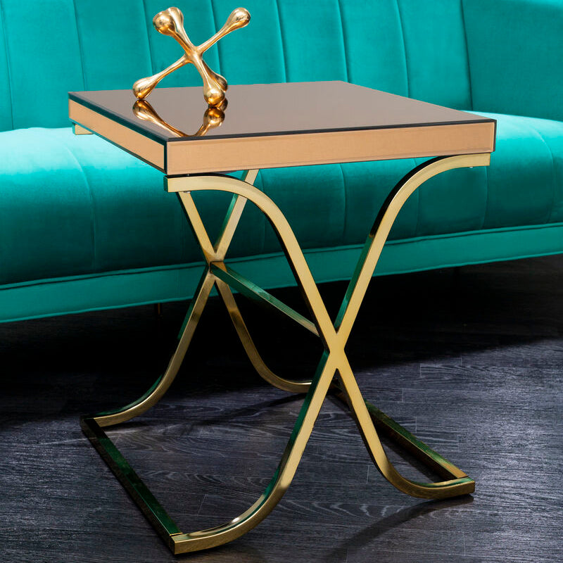 Brown Mirrored Side Table