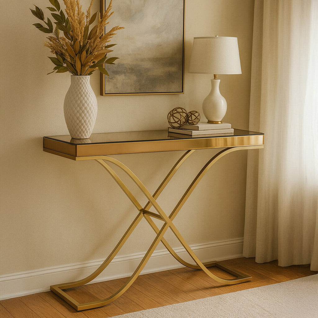 Brown Mirrored Console Table