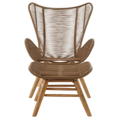 Latte Rope Lounge Chair and Footstool