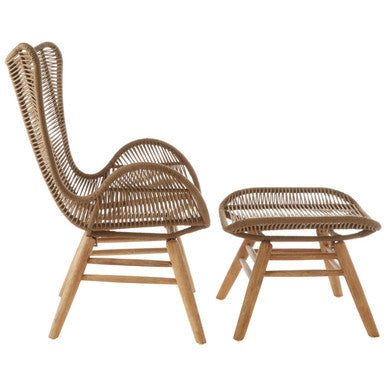 Latte Rope Lounge Chair and Footstool
