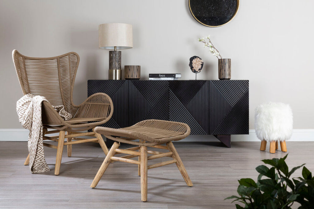 Latte Rope Lounge Chair and Footstool