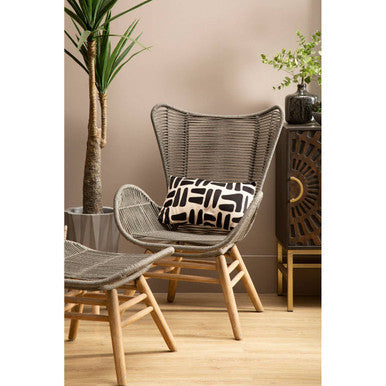 Latte Rope Lounge Chair and Footstool