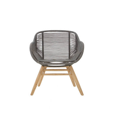 Grey Rope Armchair with Natural Wood Legs