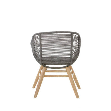 Grey Rope Armchair with Natural Wood Legs