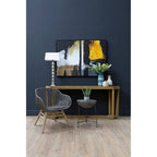 Grey Rope Armchair with Natural Wood Legs