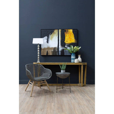 Grey Rope Armchair with Natural Wood Legs