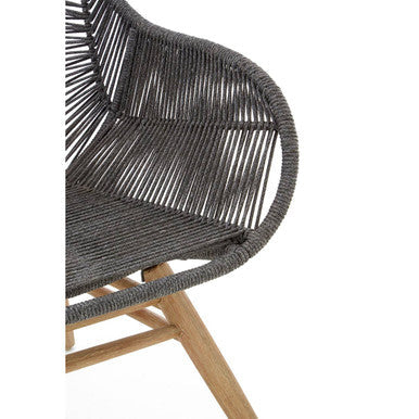 Grey Rope Armchair with Natural Wood Legs