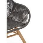 Grey Rope Armchair with Natural Wood Legs