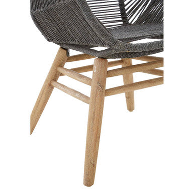 Grey Rope Armchair with Natural Wood Legs