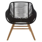 Black Rope Armchair with Natural Wood Legs
