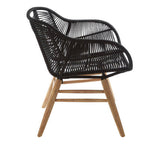 Black Rope Armchair with Natural Wood Legs