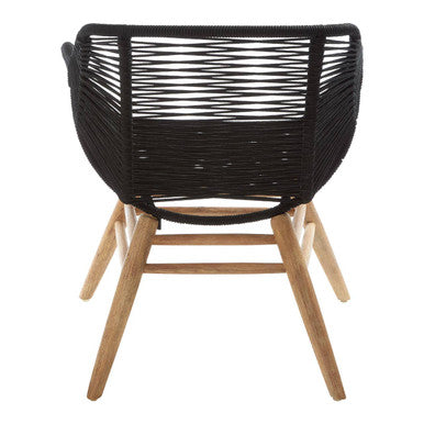 Black Rope Armchair with Natural Wood Legs