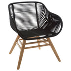 Black Rope Armchair with Natural Wood Legs