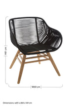 Black Rope Armchair with Natural Wood Legs