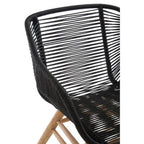 Black Rope Armchair with Natural Wood Legs