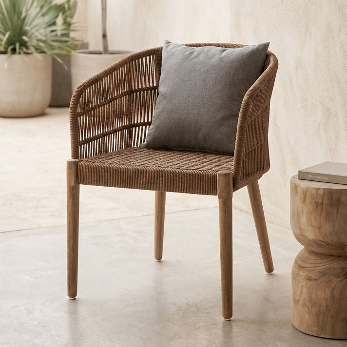 Natural Woven Rope Armchair with Cushion