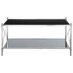 Black Glass and Nickel Finish Coffee Table