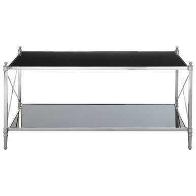 Black Glass and Nickel Finish Coffee Table