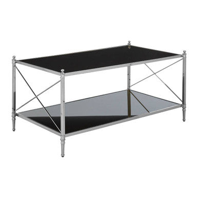 Black Glass and Nickel Finish Coffee Table