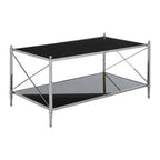 Black Glass and Nickel Finish Coffee Table