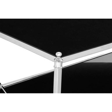 Black Glass and Nickel Finish Coffee Table