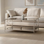 Black Glass and Nickel Finish Coffee Table